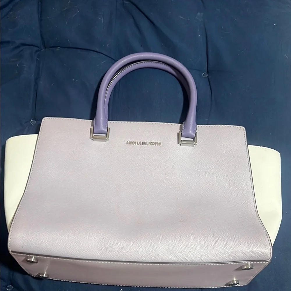 Michael Kors Purple and Cream Satchel - Picture 1 of 8